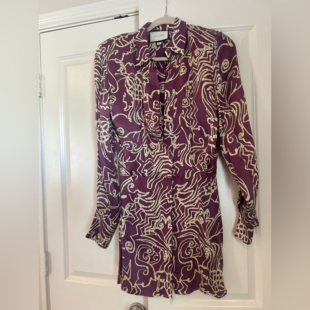 Alexis silk dress size small - purple dress with abstract print